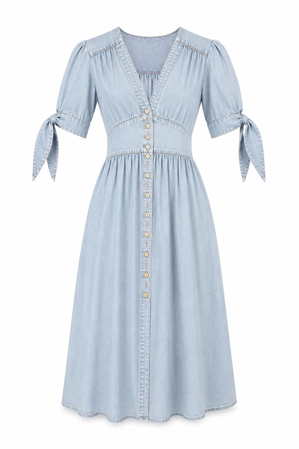 Vestido Manga Bombacha · Celeste