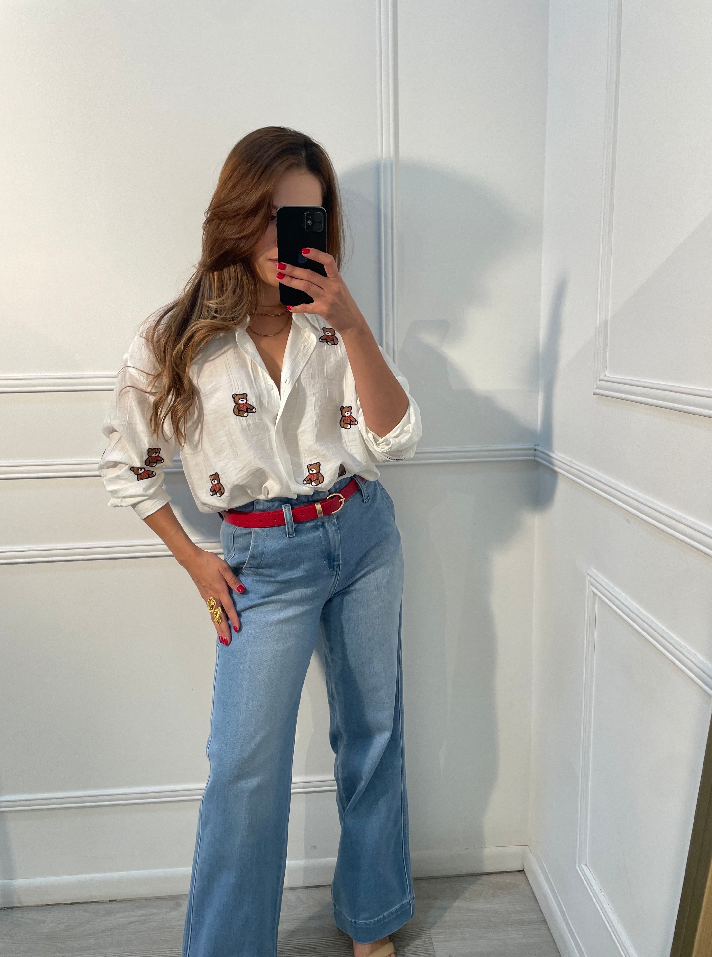 Jeans celeste wide leg