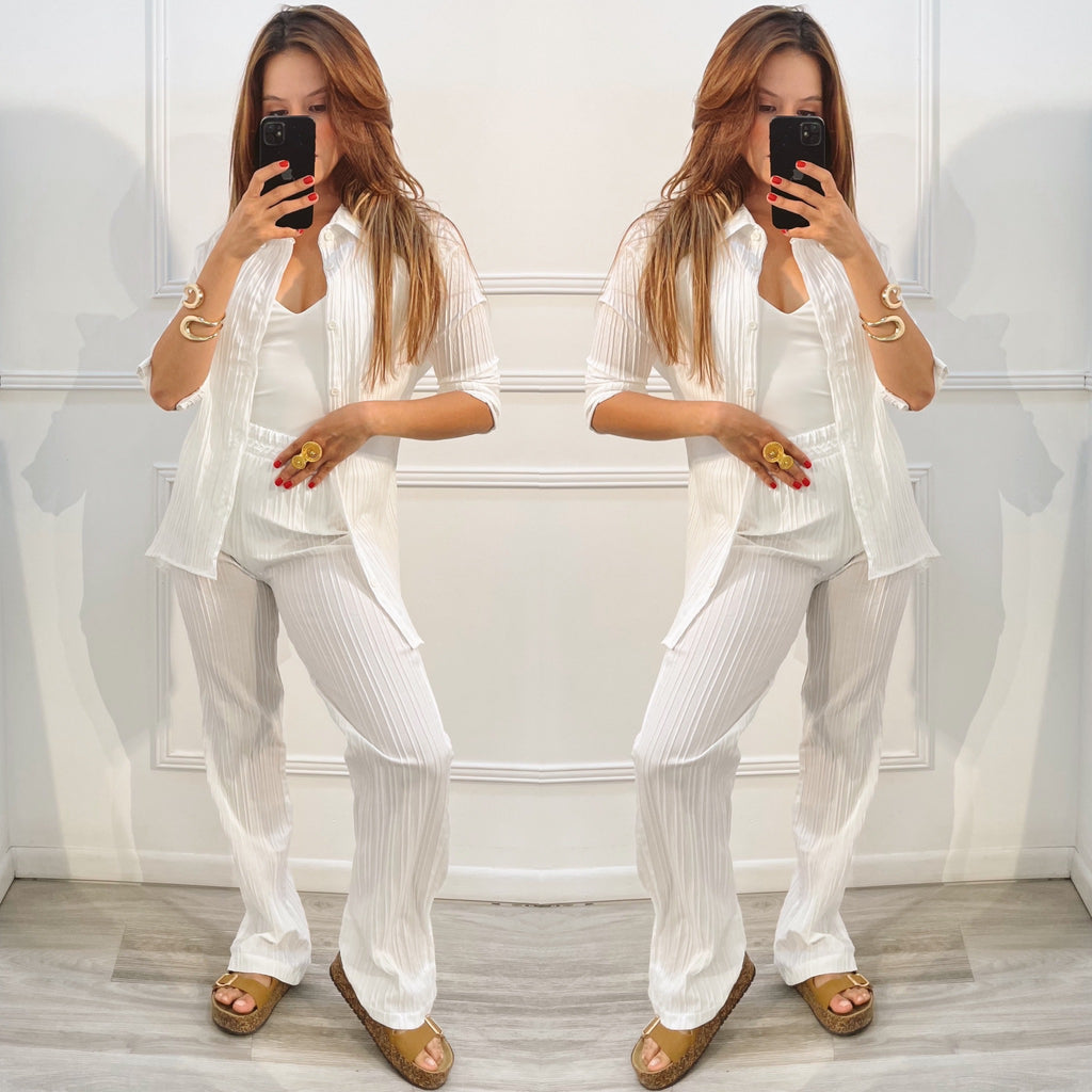 Set blanco pantalón y camisera manga larga