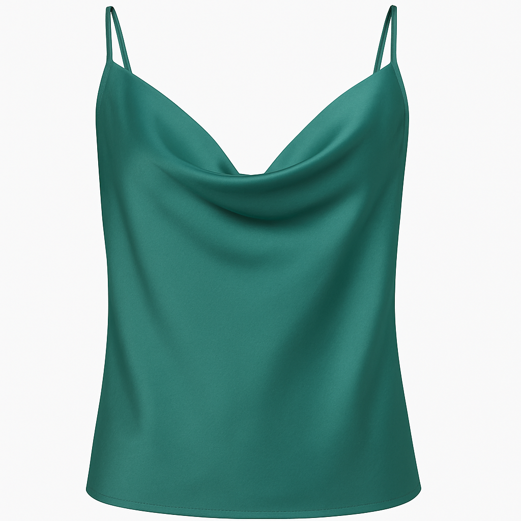 Blusa de tirantes cuello cowl verde jade