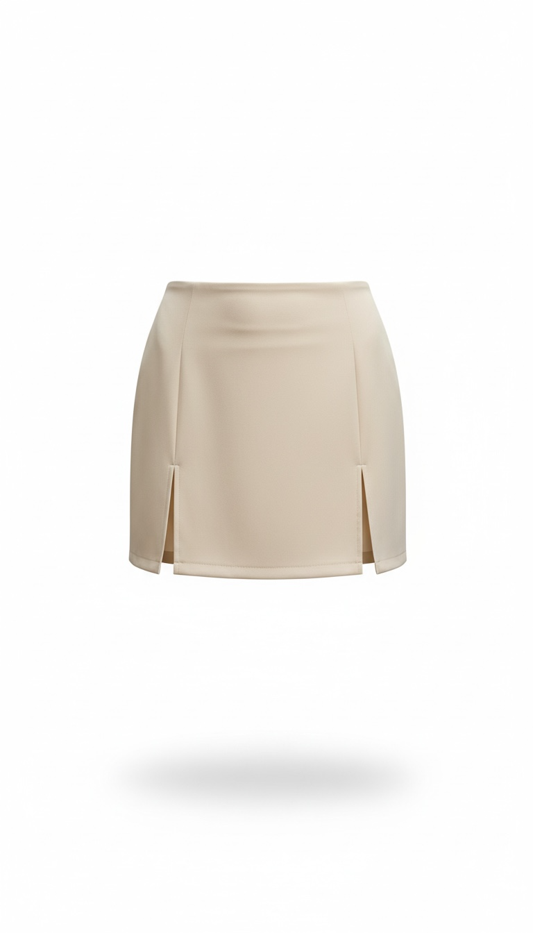 Falda beige corta