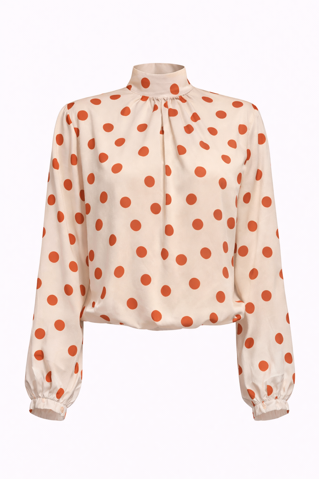 Blusa Beige con Lunares manga larga