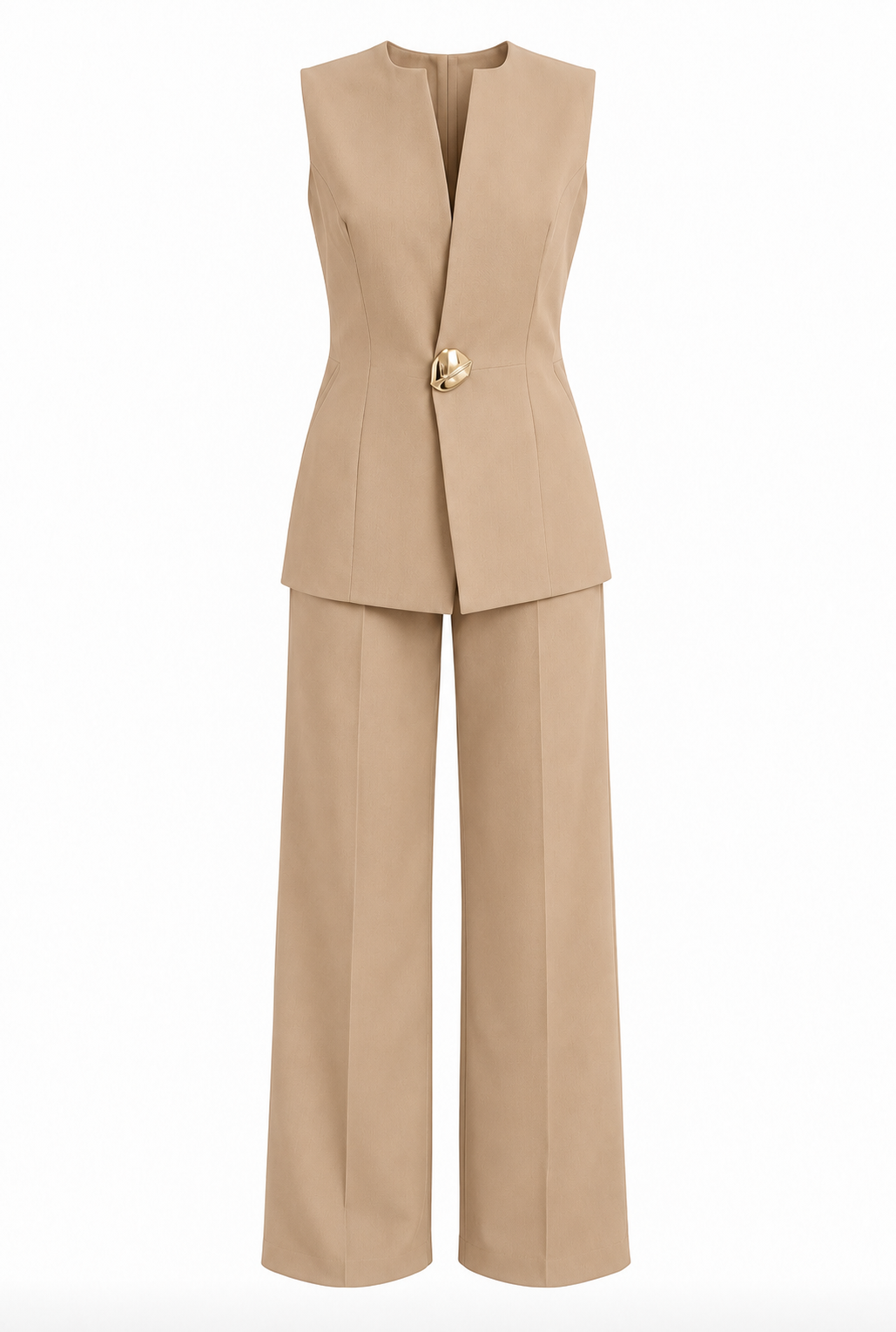 Set Chaleco y Pantalón beige