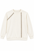 Sweater con pedrería blanco