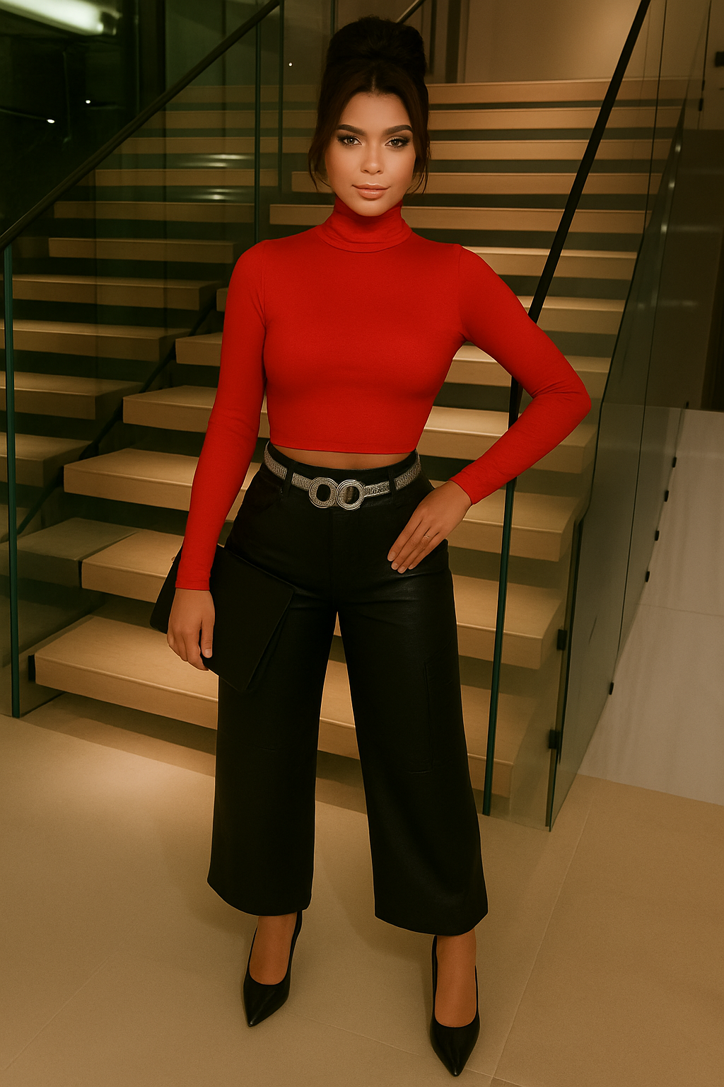 Blusa Cuello Alto Roja