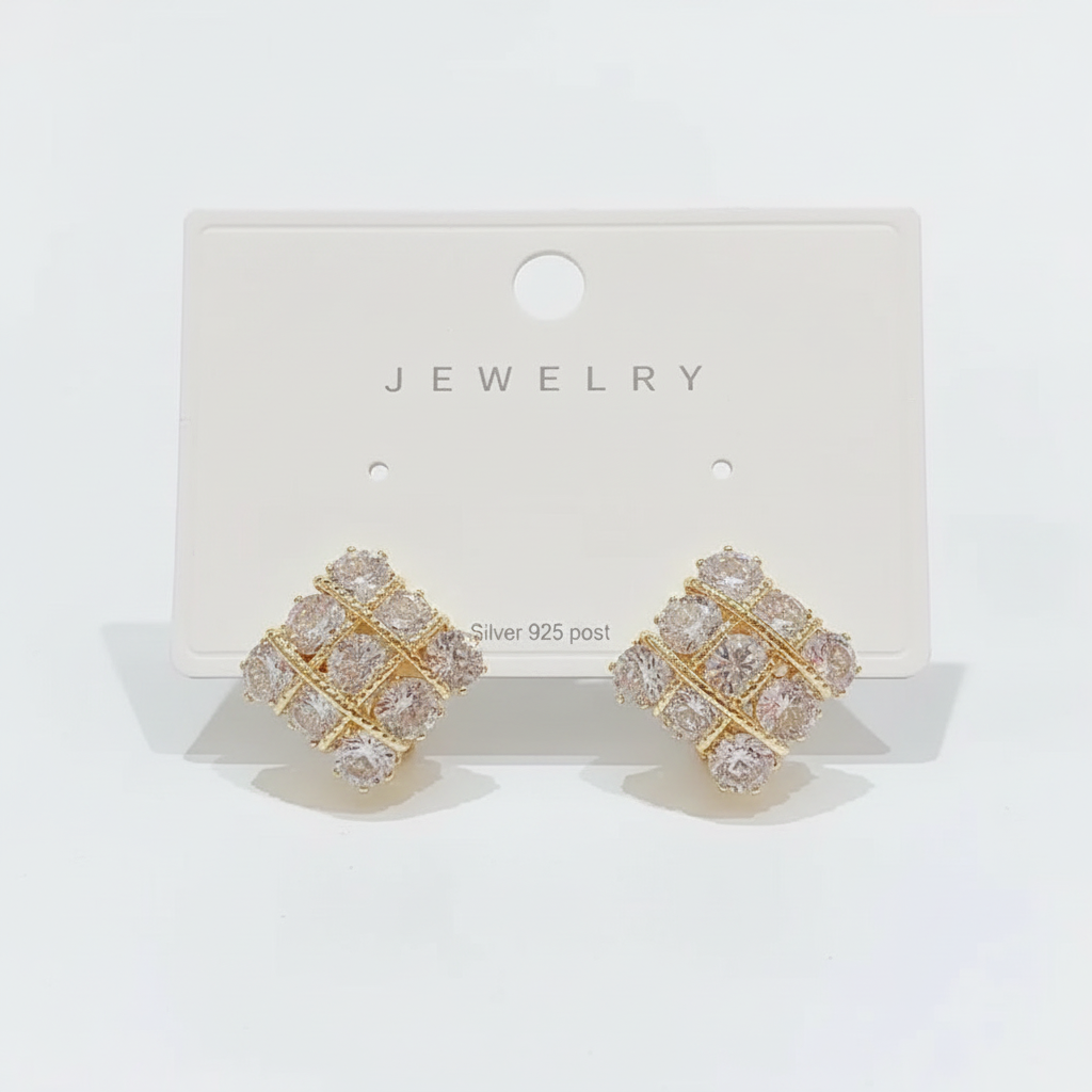 Aretes geométrico zirconia plata 925