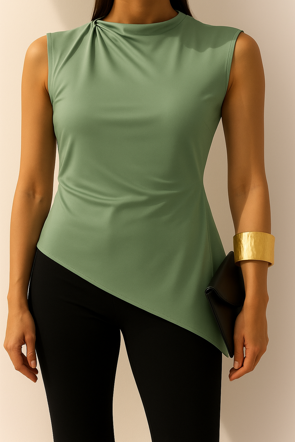 Blusa asimétrica lycra fría verde