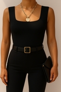 Bodysuit cuello cuadrado negro
