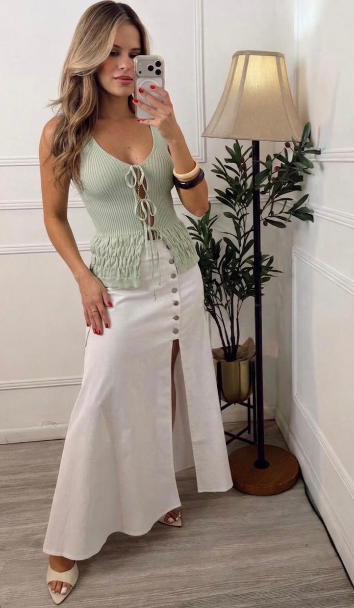 Blusa Menta abertura cordones