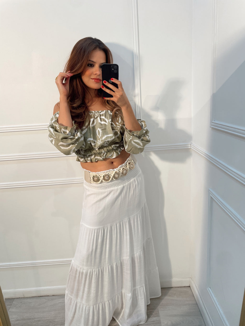 Blusa verde tropical print