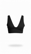 Top negro cuello V corte laser