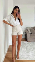 Short de pinzas blanco