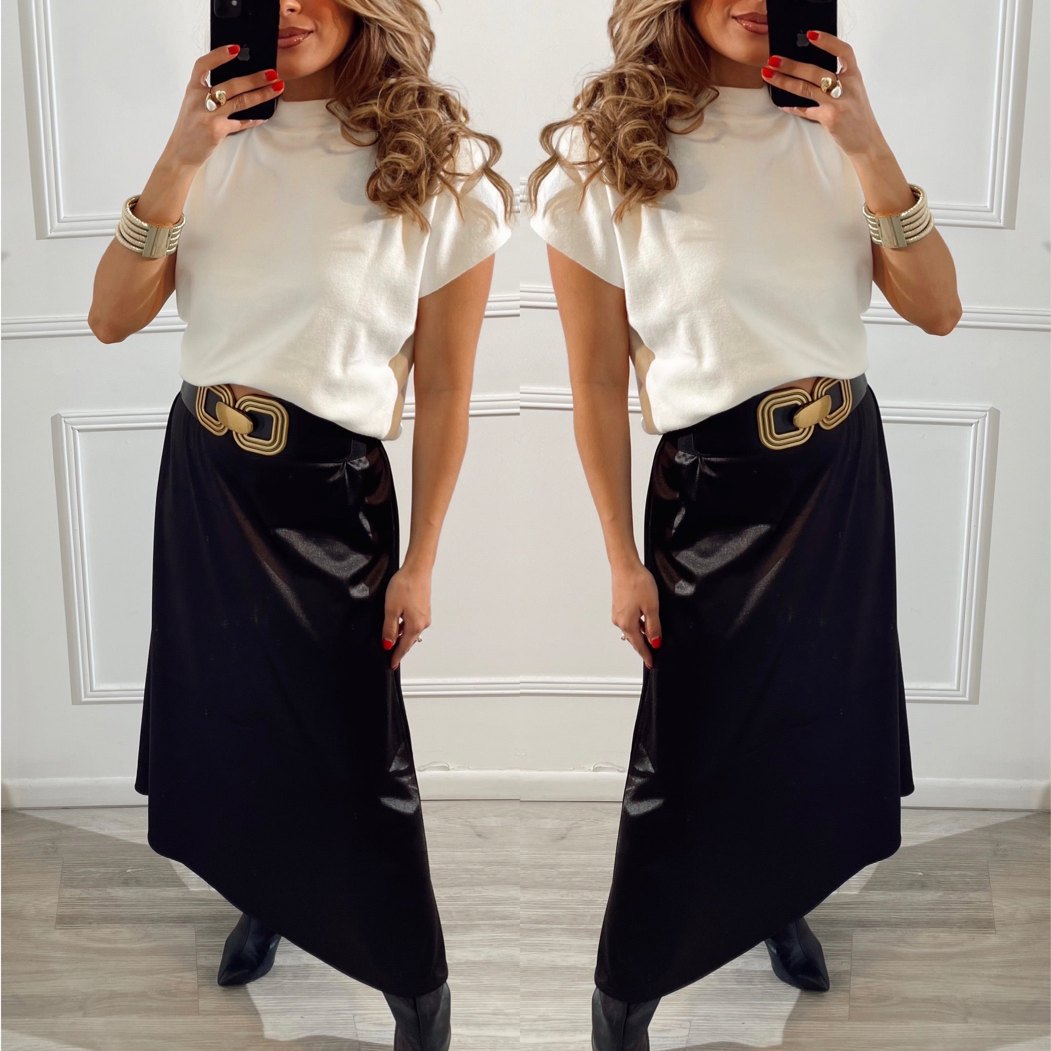 Falda Negra Satín