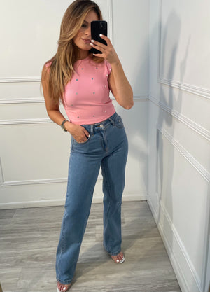 Blusa rosada corazones