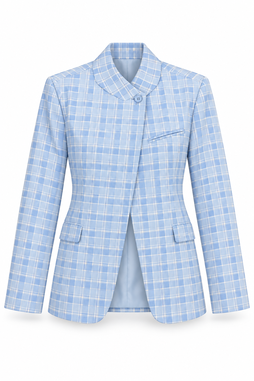 Blazer de cuadros celeste