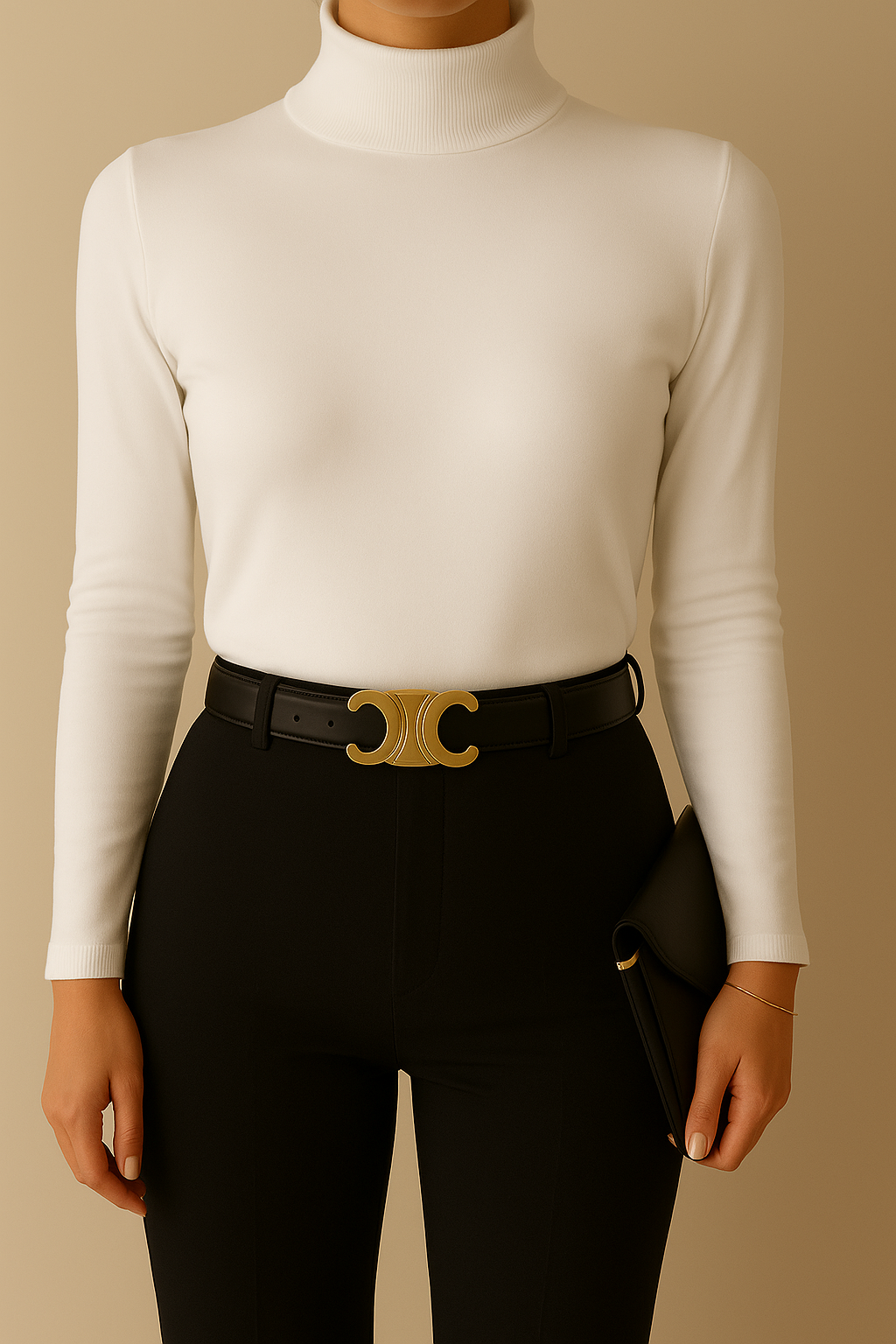 Sweater cuello tortuga blanco
