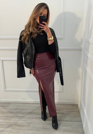 Falda Vino cuerina