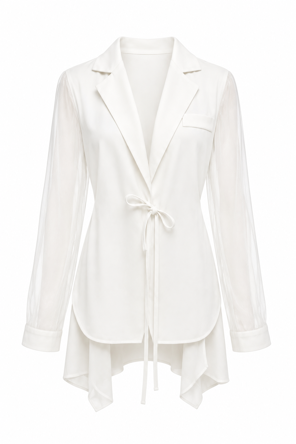 Blazer blanco manga organza