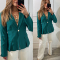 Blazer Verde Turquesa  detalle en mangas