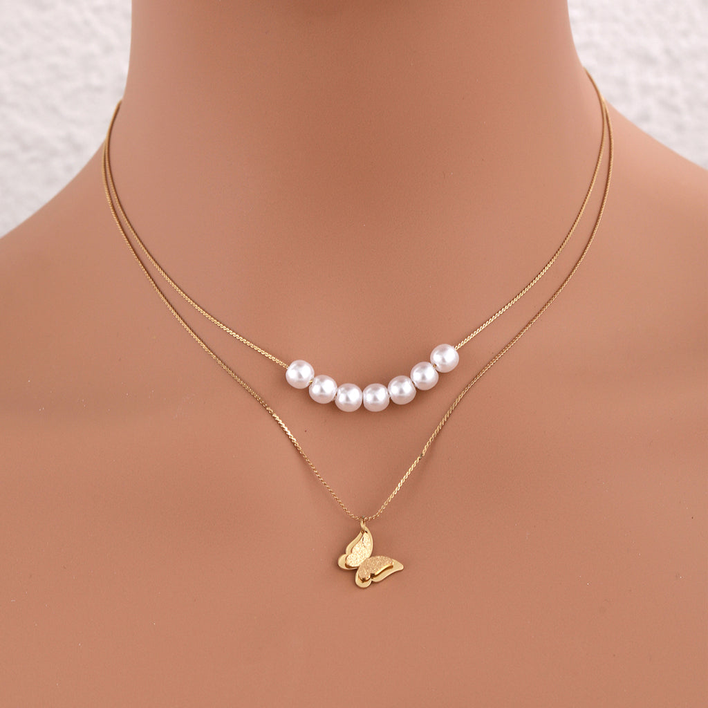 Collares de doble capa de mariposa