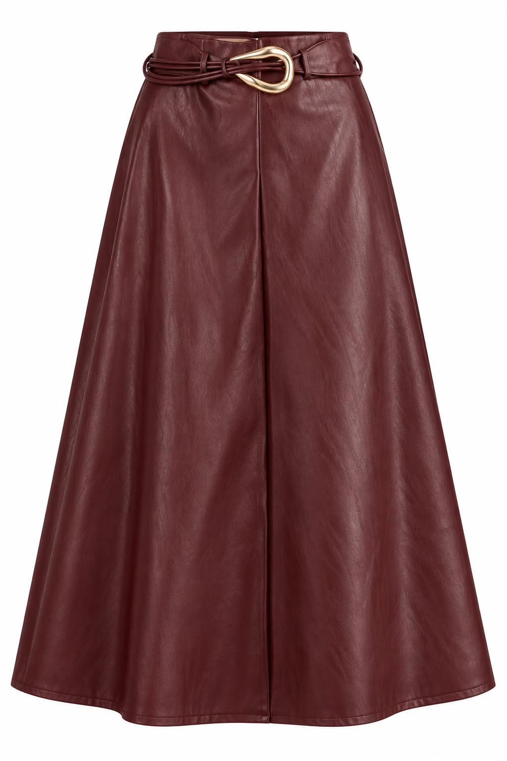 Falda cuerina vino