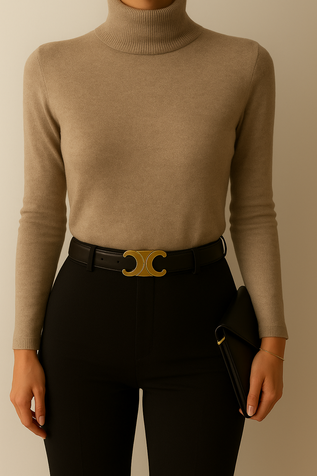 Sweater cuello tortuga arena