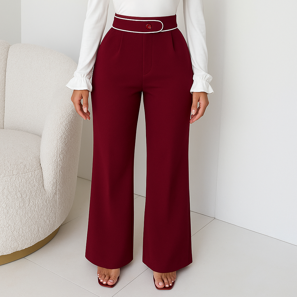 Pantalón Vino detalle blanco