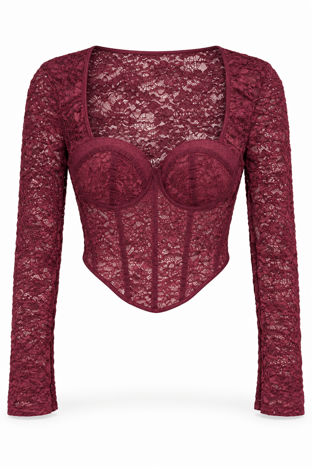 Blusa vino encaje manga larga