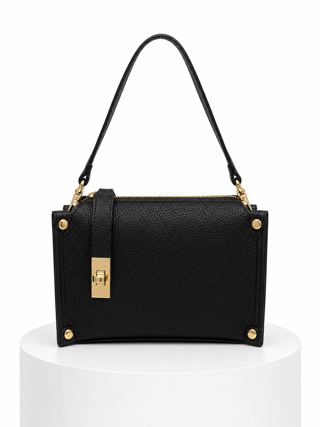 Mini shoulder bag con cierre superior - Negro
