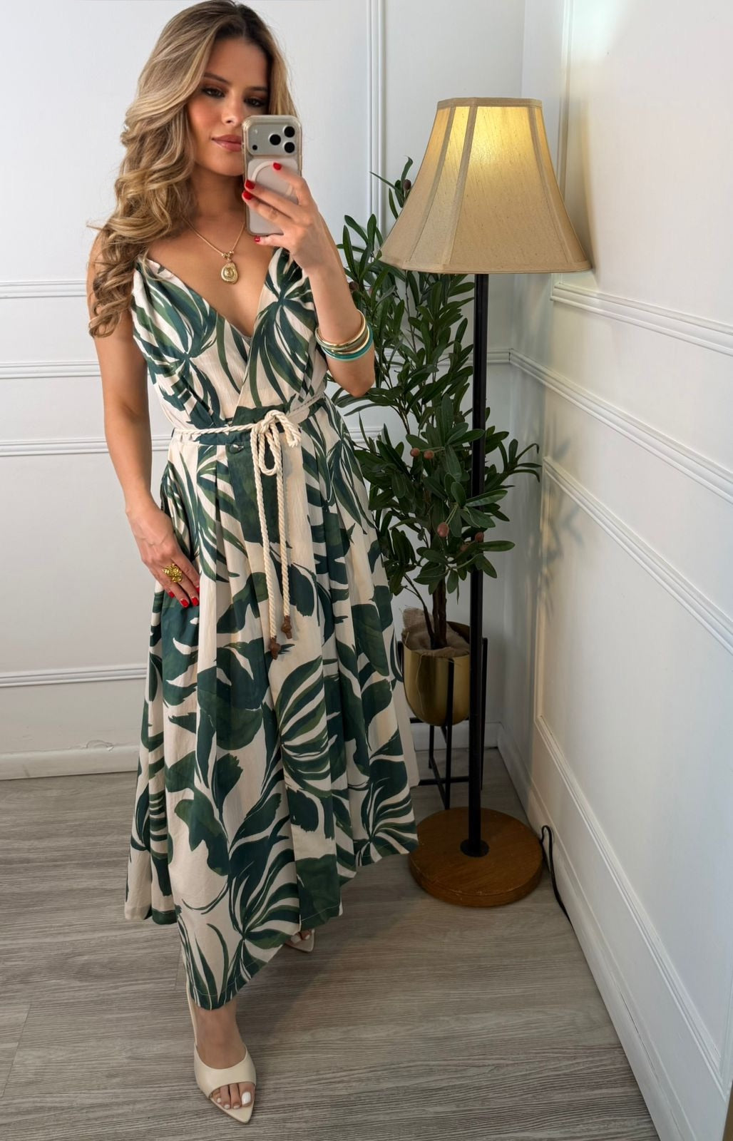 Vestido verde estampado