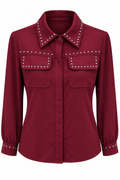 Jacket con tachuelas vino