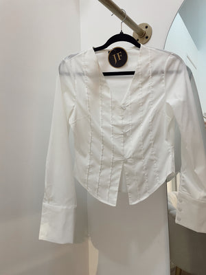 Blusa camisera blanca manga larga V