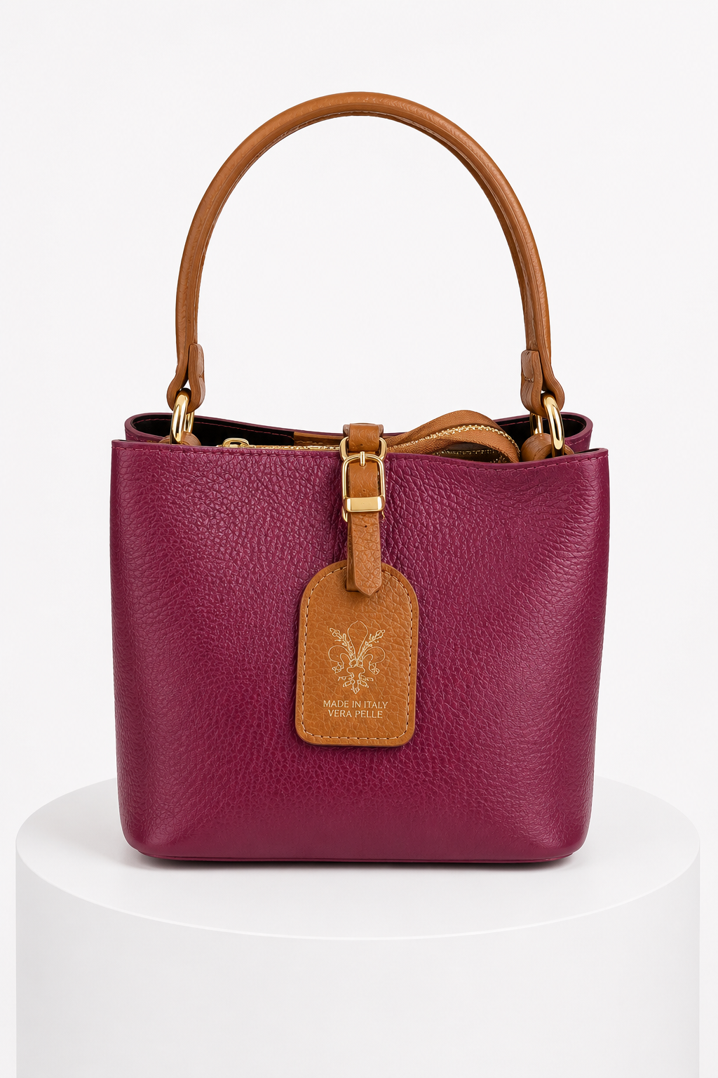 Mini tote con etiqueta de cuero - Vino
