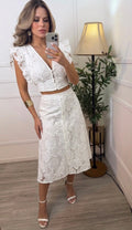 Set Blanco blusa falda larga