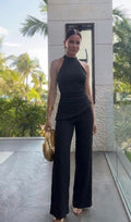 Set Negro Pantalón Blusa cuello redondo