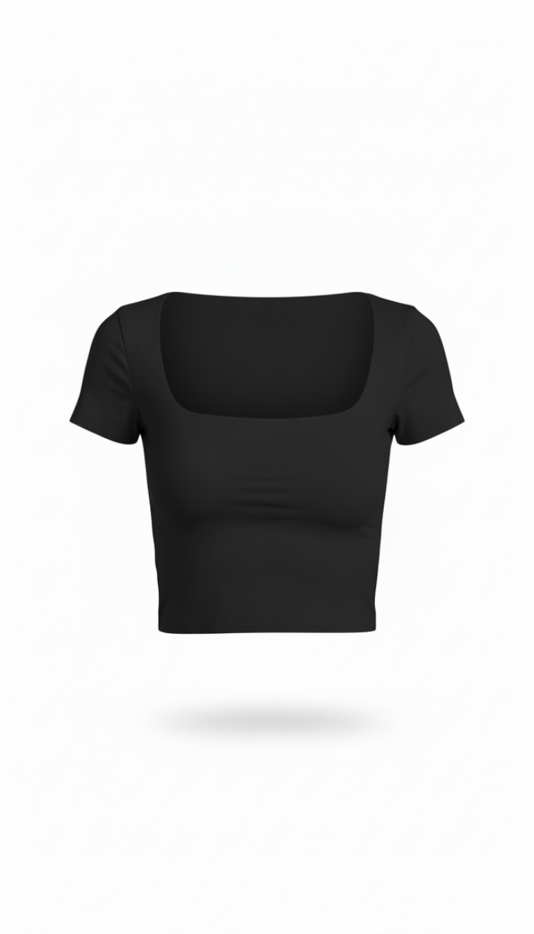 Crop top negro cuello cuadrado