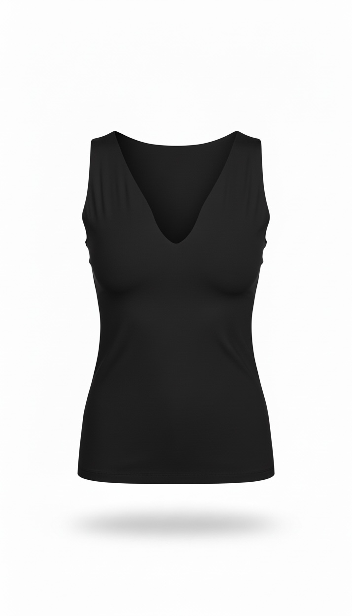 Blusa Negra cuello V sin mangas