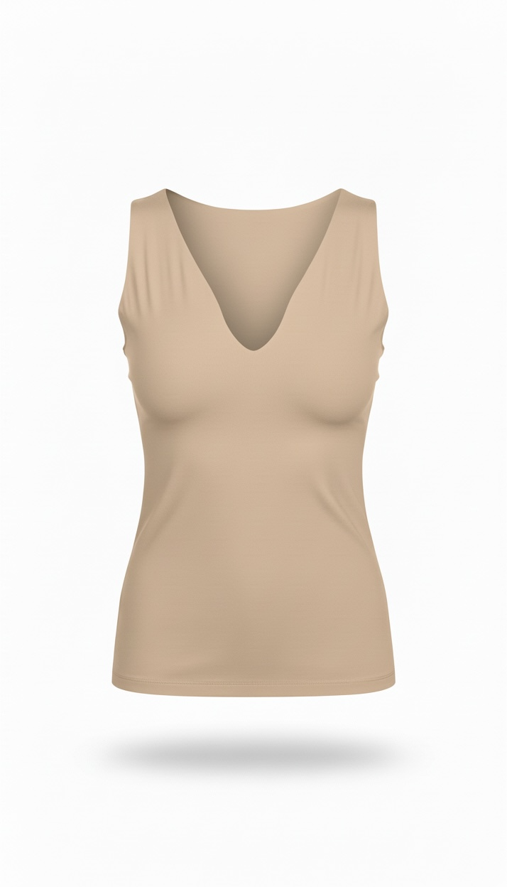 Blusa Beige cuello V sin mangas