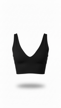 Crop Top Negro V punto rayado
