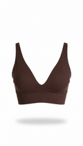 Crop Top Café V punto rayado