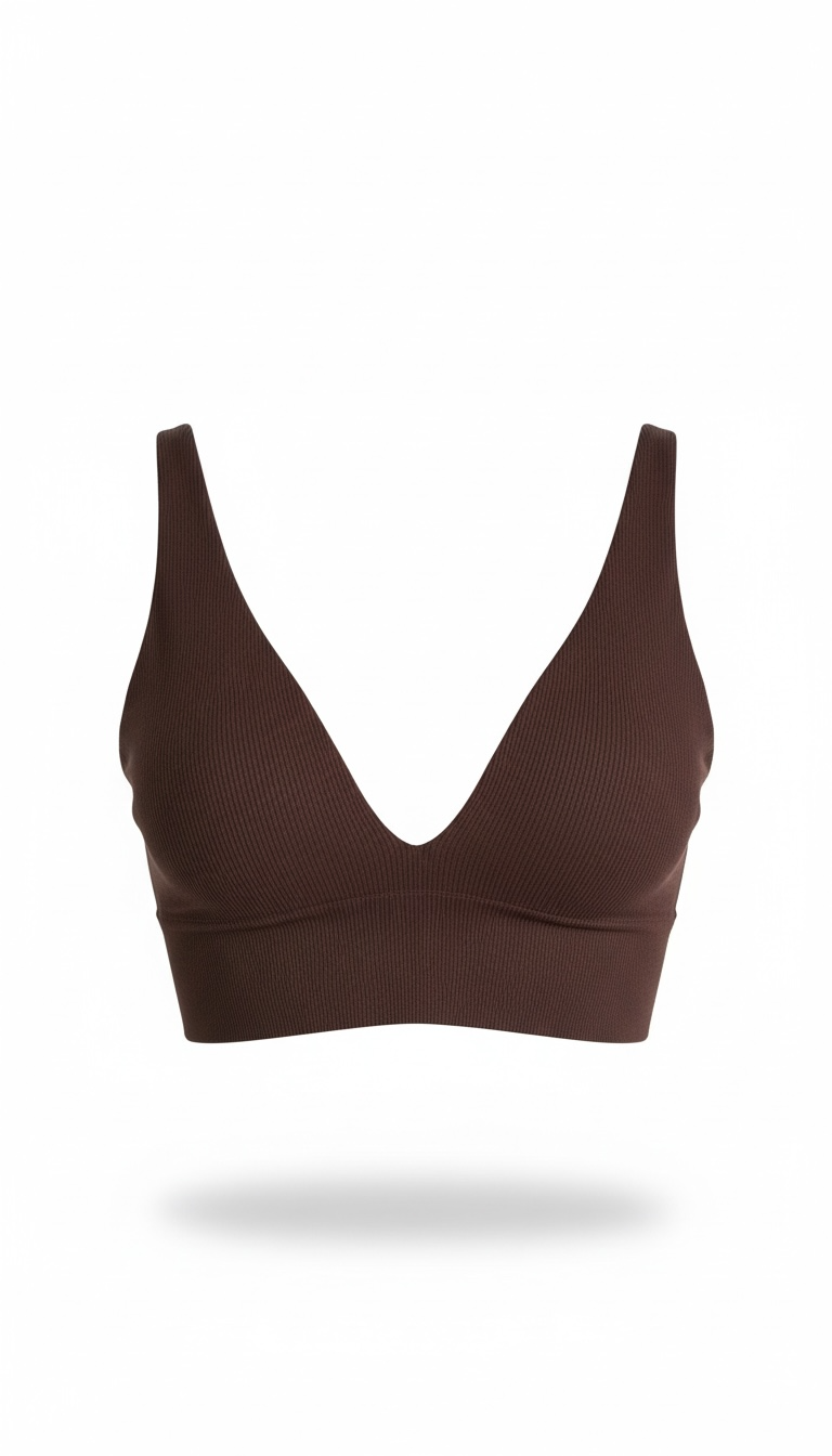 Crop Top Café V punto rayado