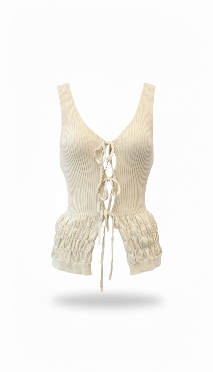 Blusa Blanca abertura cordones