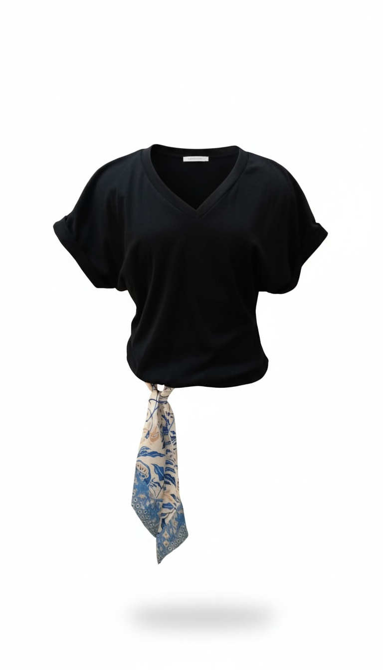 Blusa negra con pañuelo