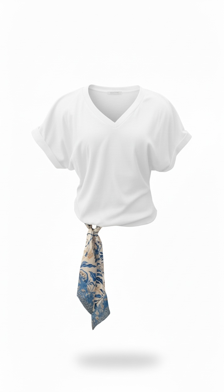 Blusa blanca con pañuelo