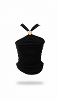 Blusa Negra cuello tirante cruzado