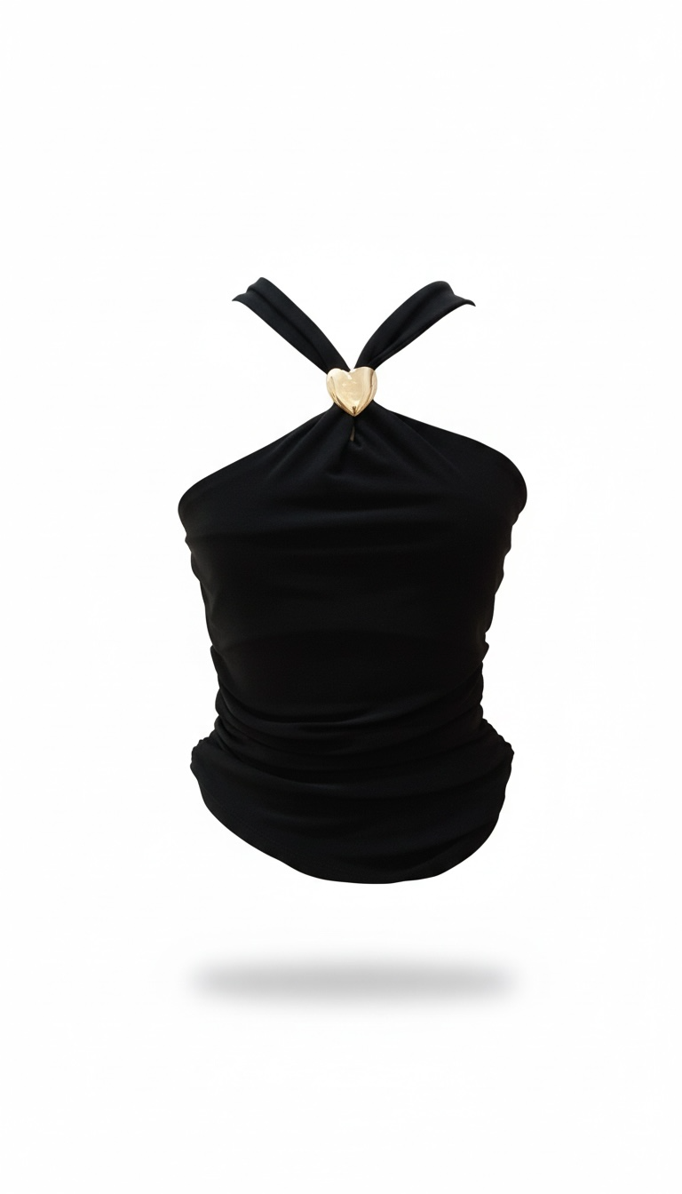 Blusa Negra cuello tirante cruzado