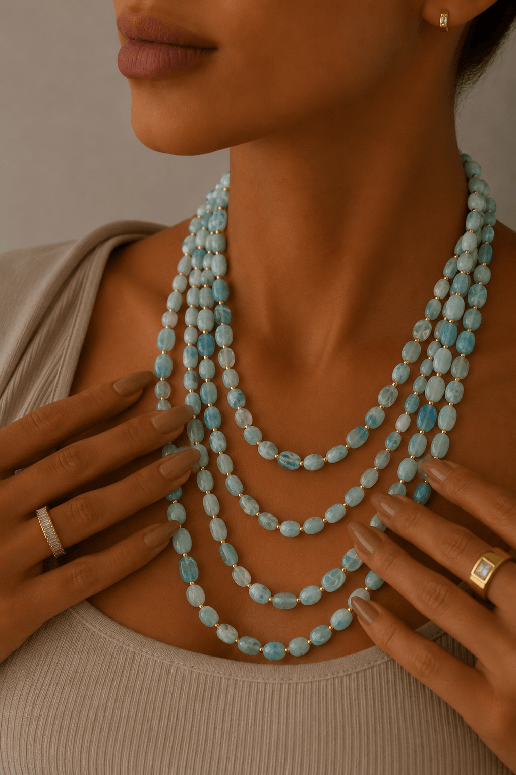 Collar Multi-hebra beige
