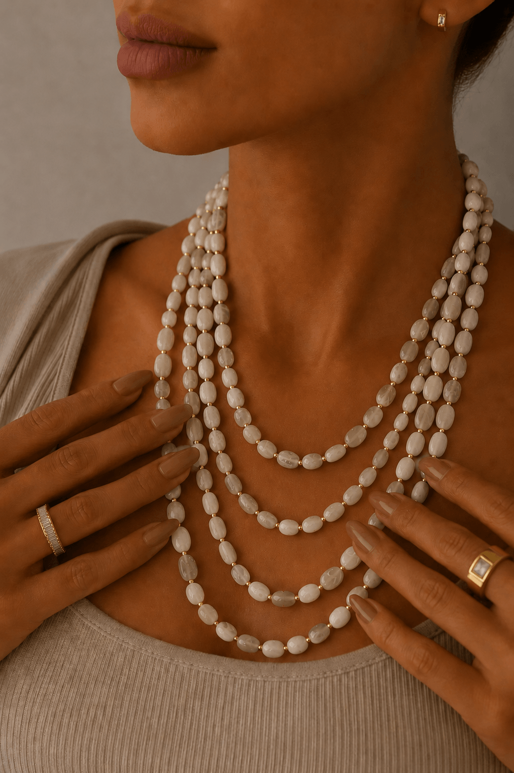 Collar Multi-hebra beige