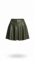 Falda Verde cuerina tachuelas