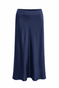 Falda azul satín
